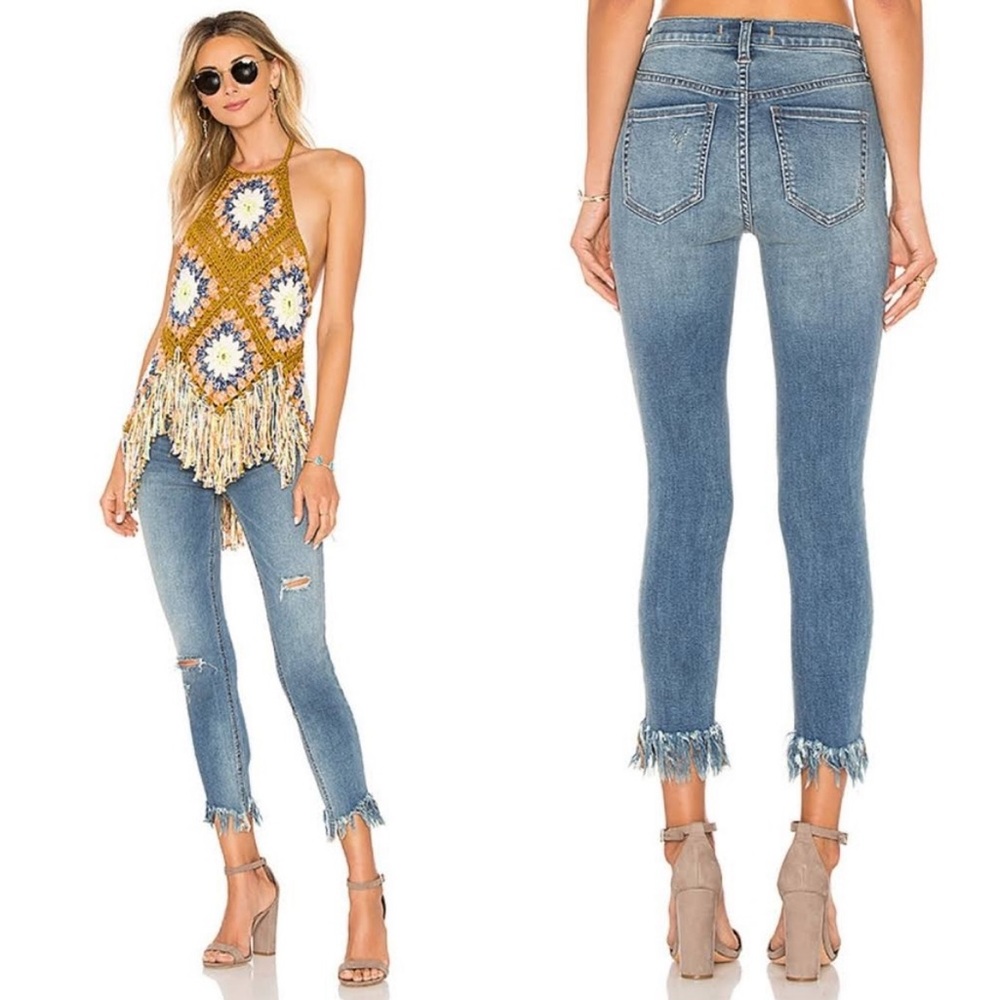 Free People Great Heights Frayed Skinny Jeans